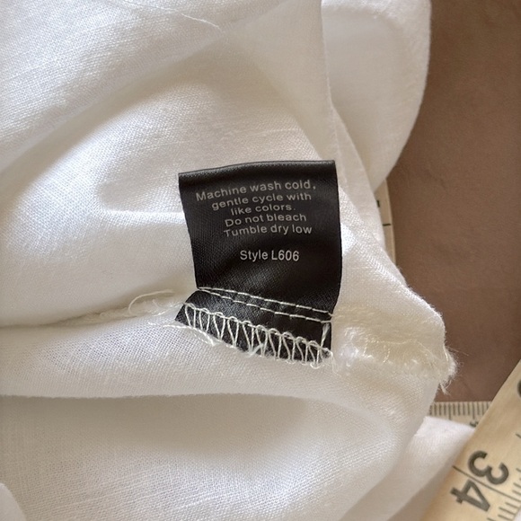 Pure Amici Classic White Linen Long Tunic Button Up Shirt Rounded Hem Sz S - Picture 15 of 16